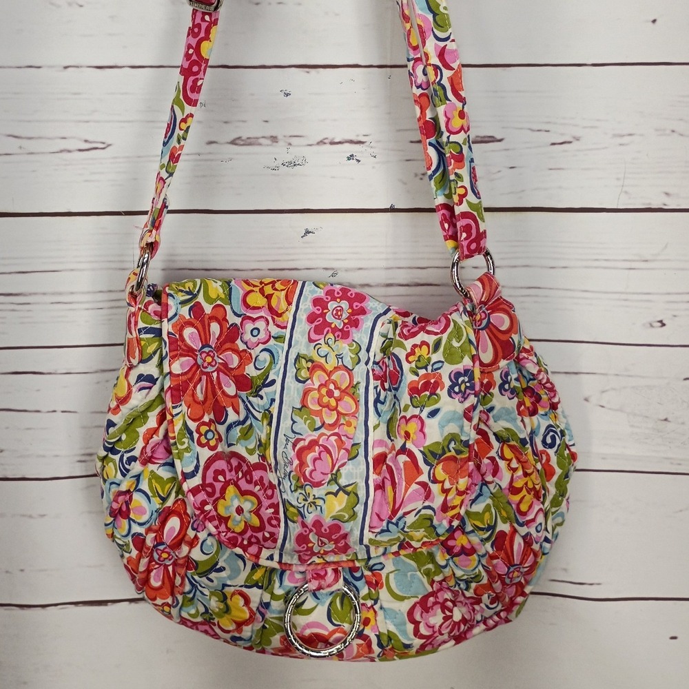 Vera Bradley Lilli Bell Floral Quilted Cotton Crossbody Bag Pink Multi